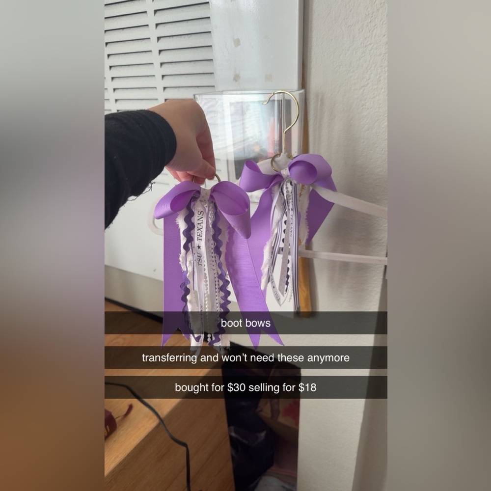 Purple and White Boot Bows